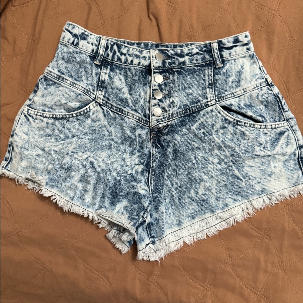 Neon Rose Jean Shorts